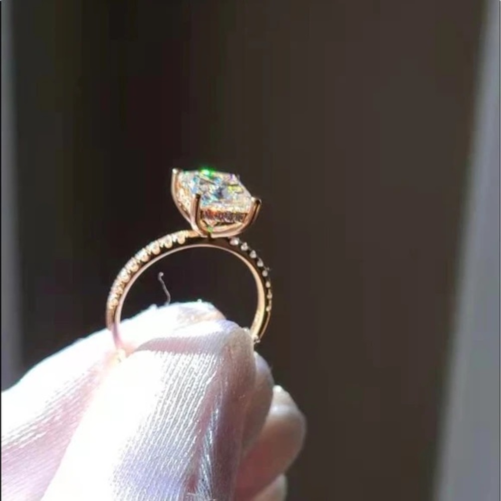 solid 14k gold 2c princess moissanite ring